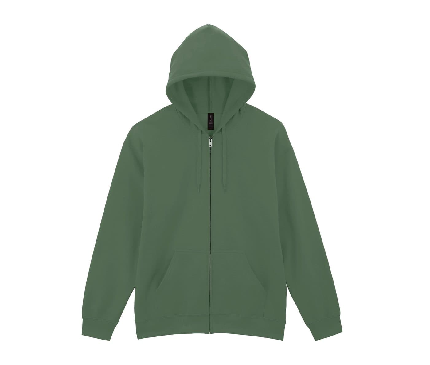 SOFTSTYLE MIDWEIGHT FLEECE ADULT FULL ZIP HOODED SWEATSHIRT coloris Vert militaire
