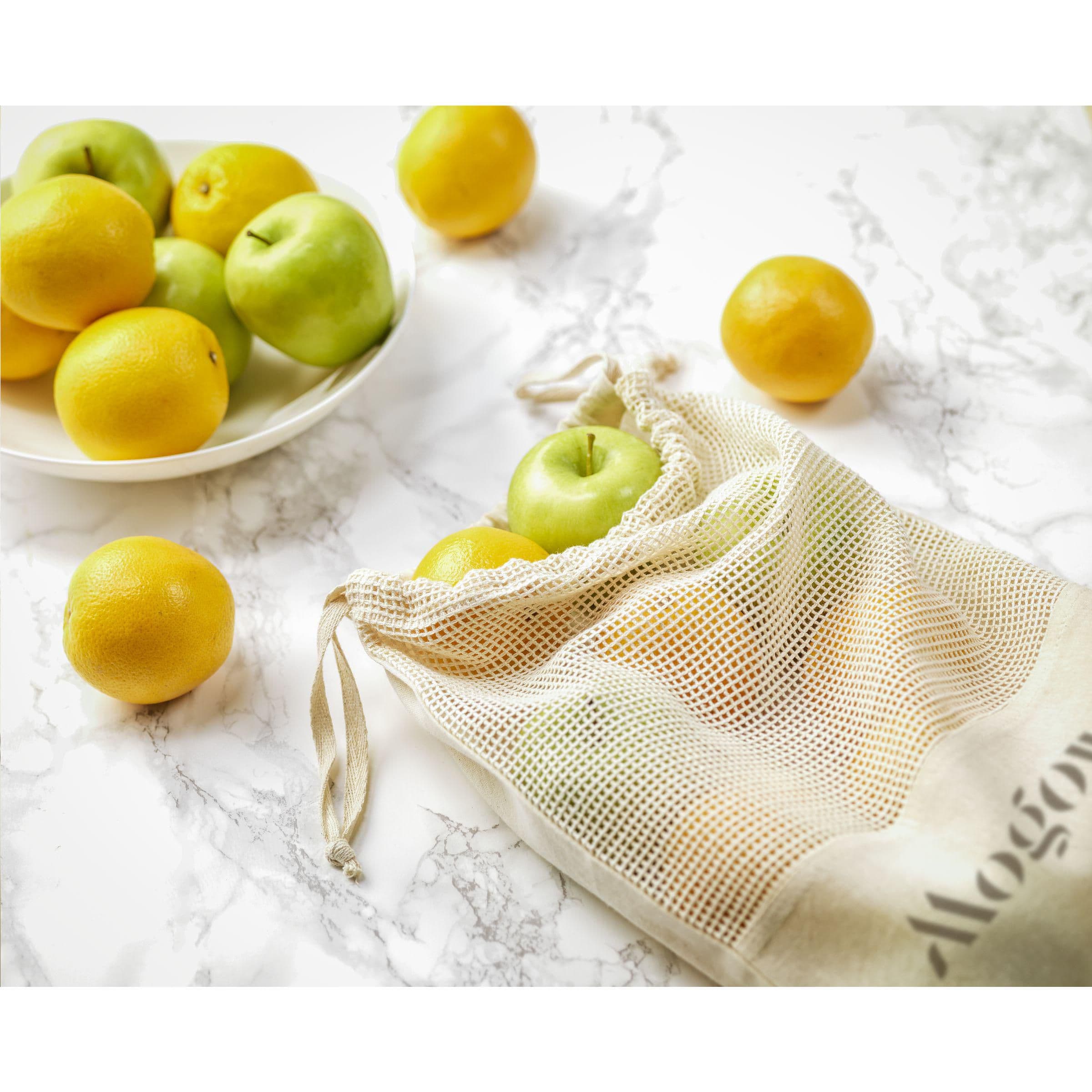 Sac à fruits Natura biologique, filet (120 g/m²) en situation