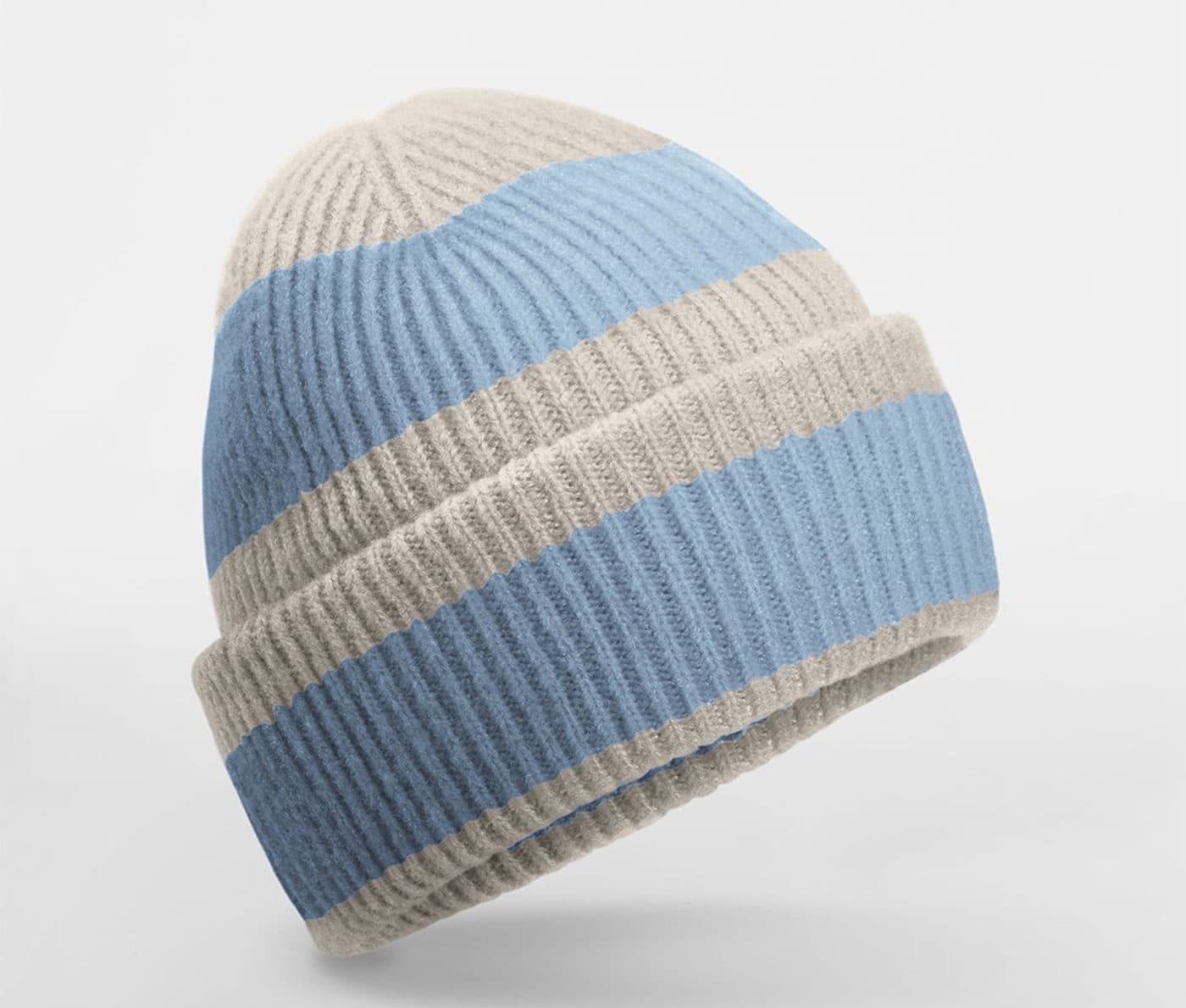 COLOUR BLOCK BEANIE coloris Pierre naturel / Bleu poudré
