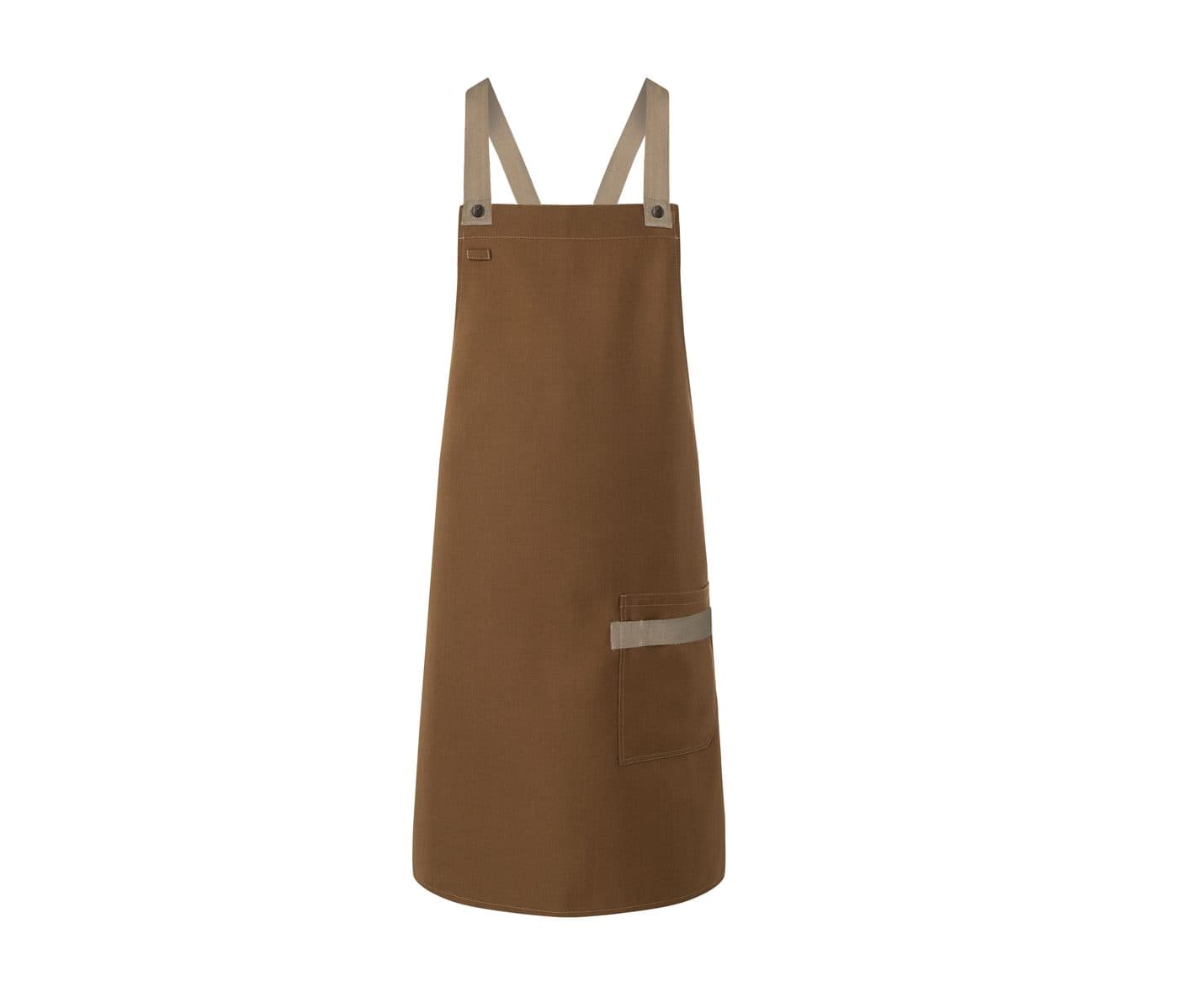 BIB APRON URBAN-LOOK WITH CROSS STRAPS AND POCKET coloris Cannelle