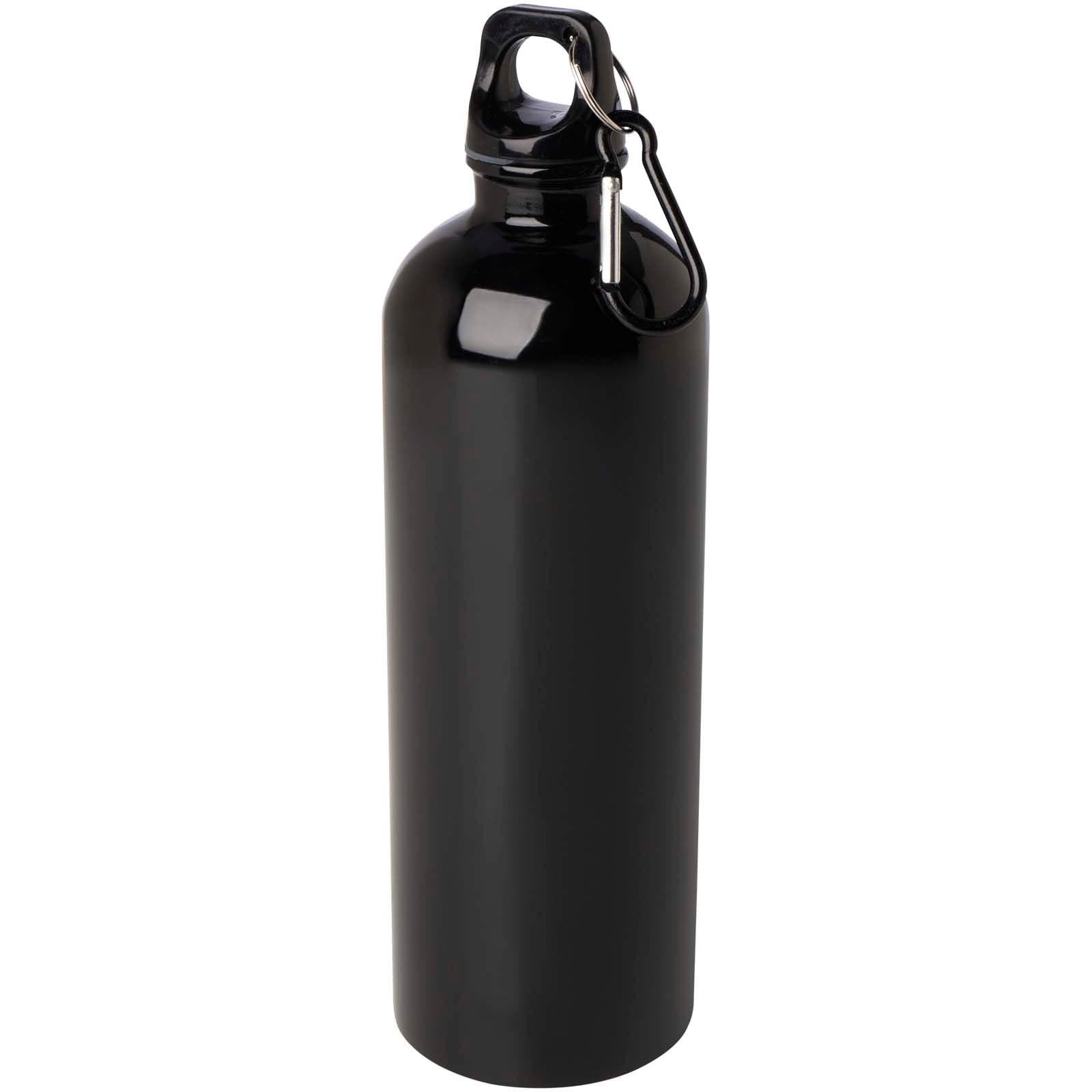 Bouteille d'eau Oregon de 750 ml simple paroi en acier recyclé certifié RCS avec mousqueton coloris Noir