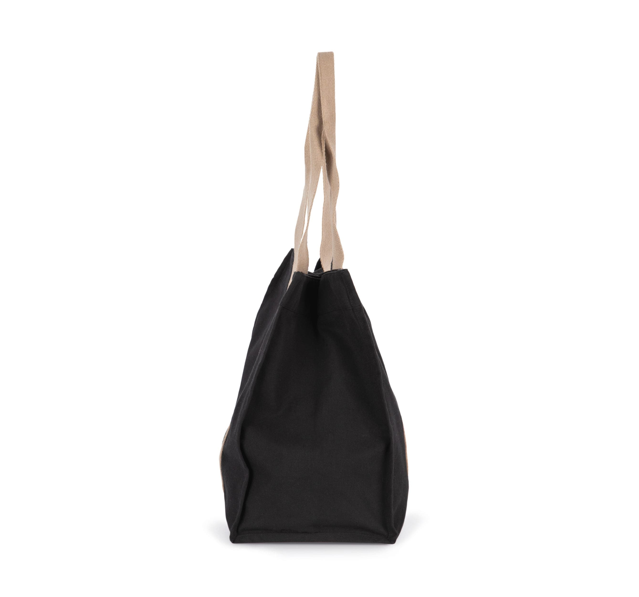 Grand sac shopping à soufflet recyclé en situation