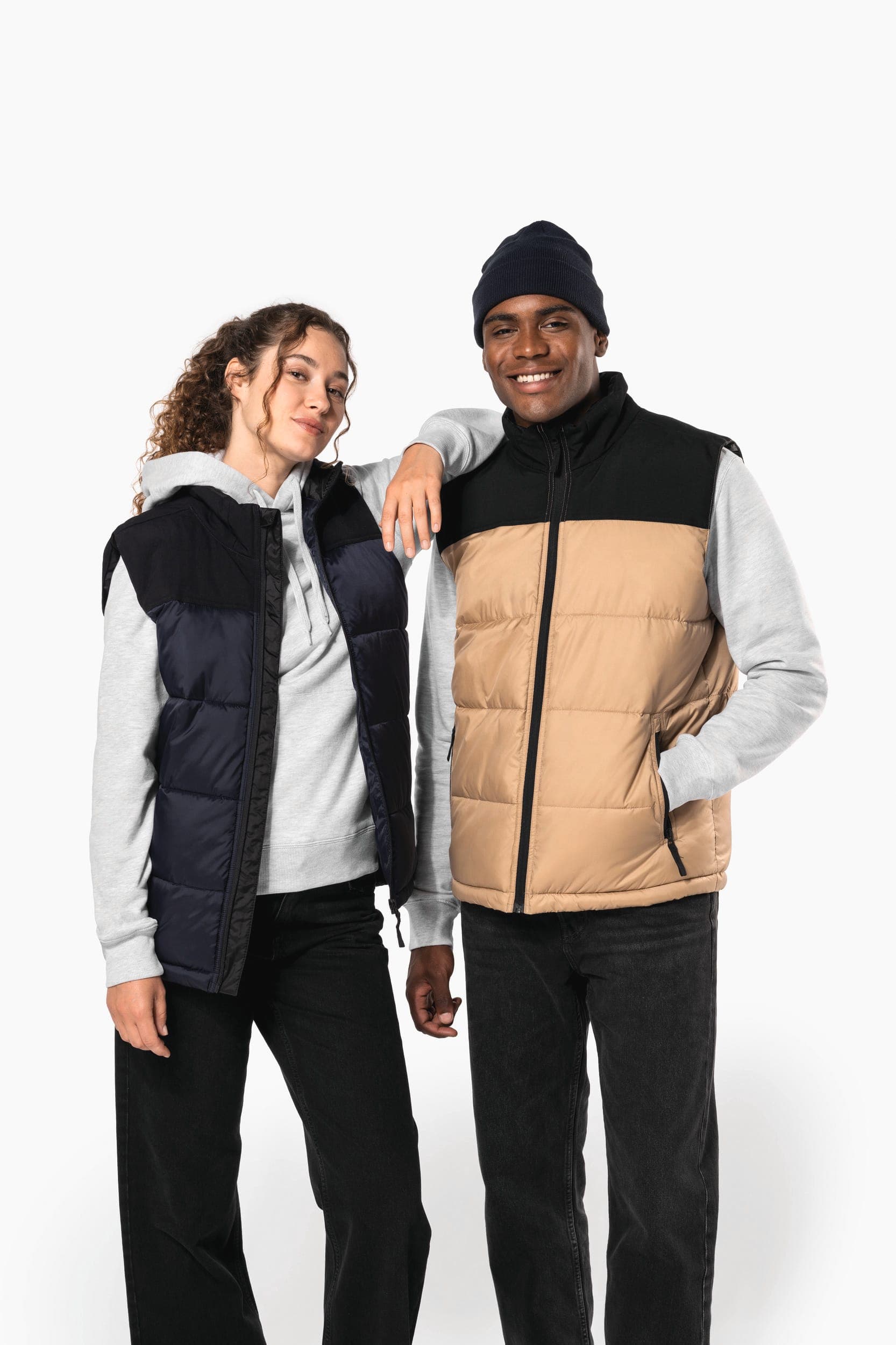 Bodywarmer matelassé bi-ton unisexe en situation