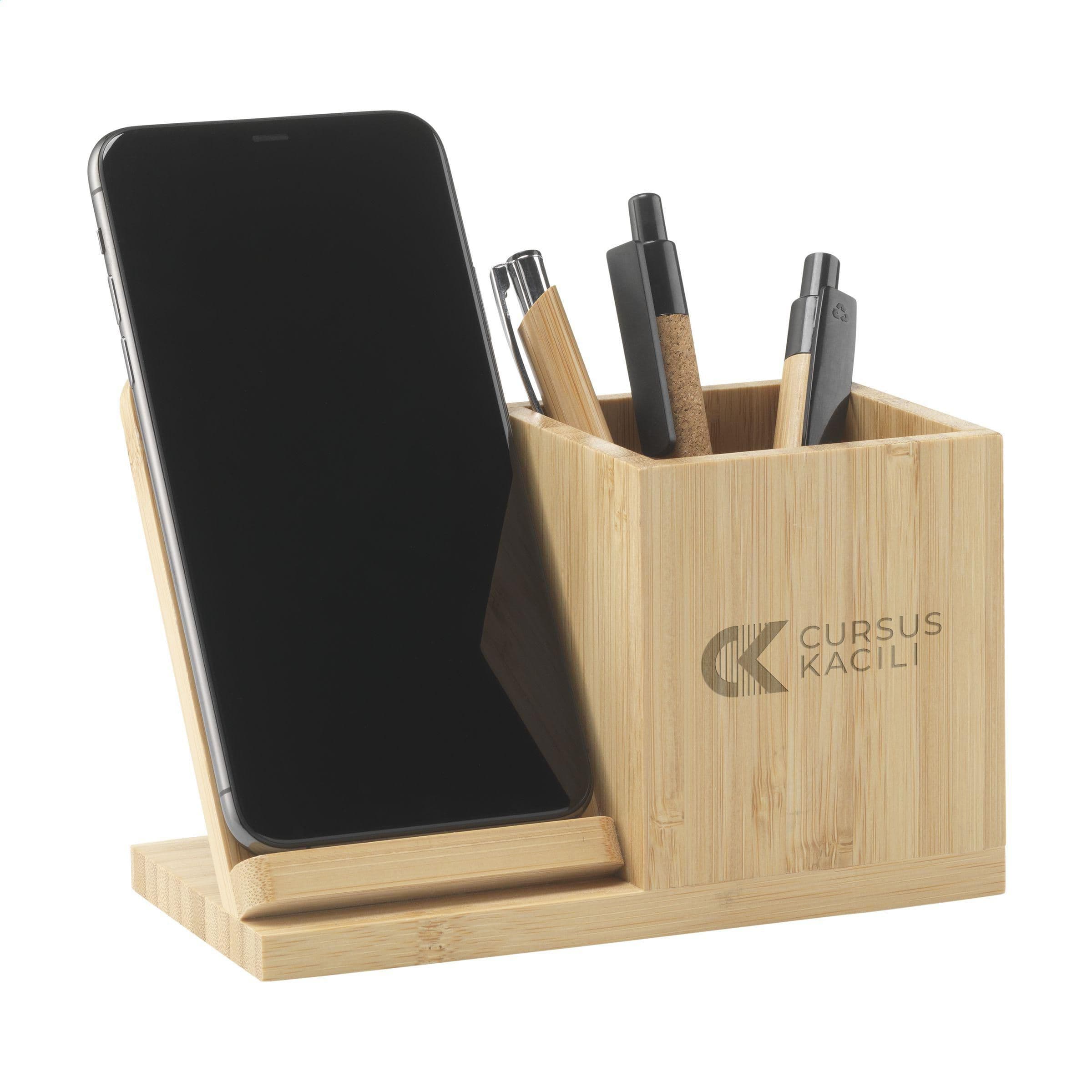 Support de charge/porte-stylo bambou 15W en situation