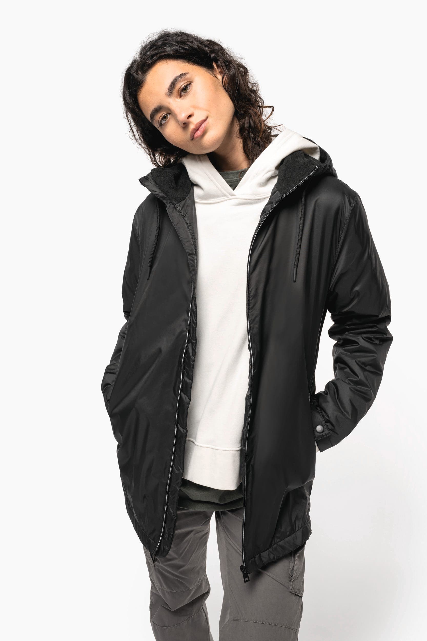 Veste à capuche avec doublure en micropolaire unisexe en situation
