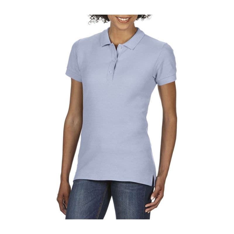PREMIUM COTTON LADIES' DOUBLE PIQUÉ POLO coloris Bleu clair