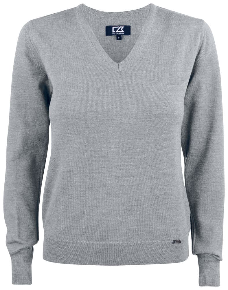 Pull col V Cutter & Buck Everett 2.0 femme coloris Gris chiné