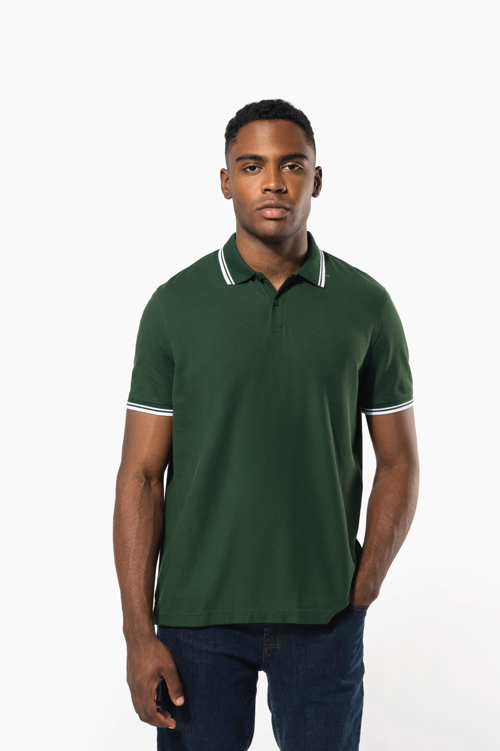 Polo homme manches courtes à liserés contrastés