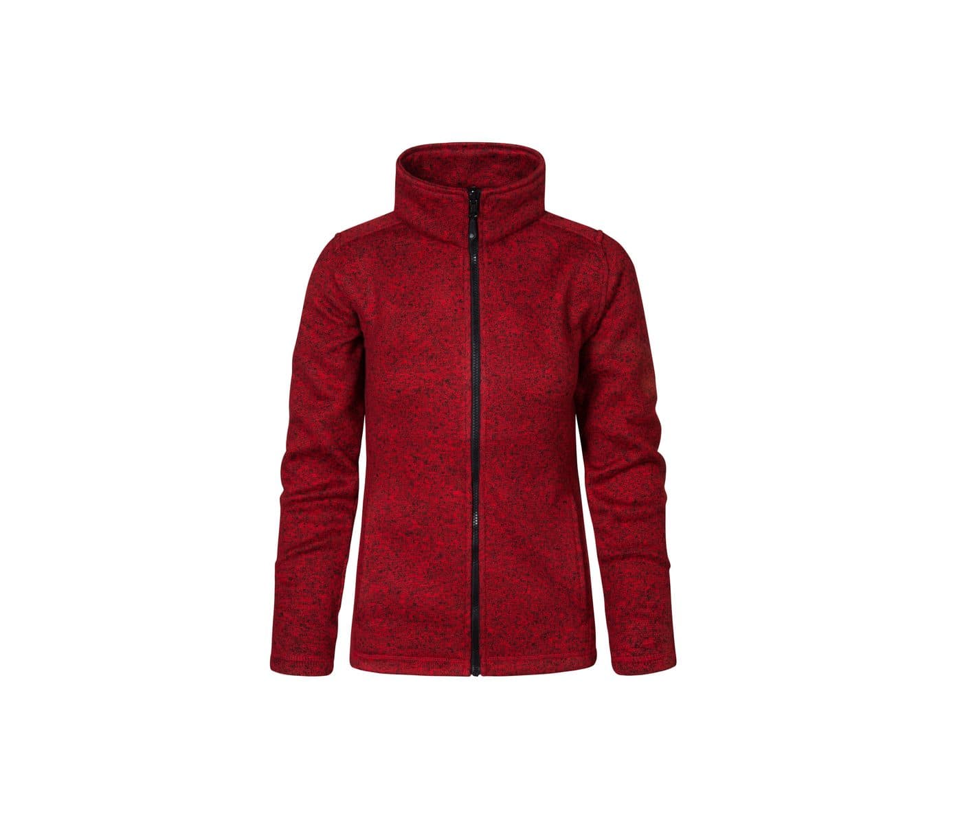 WOMEN'S KNIT FLEECE JACKET C+ coloris Rouge chiné