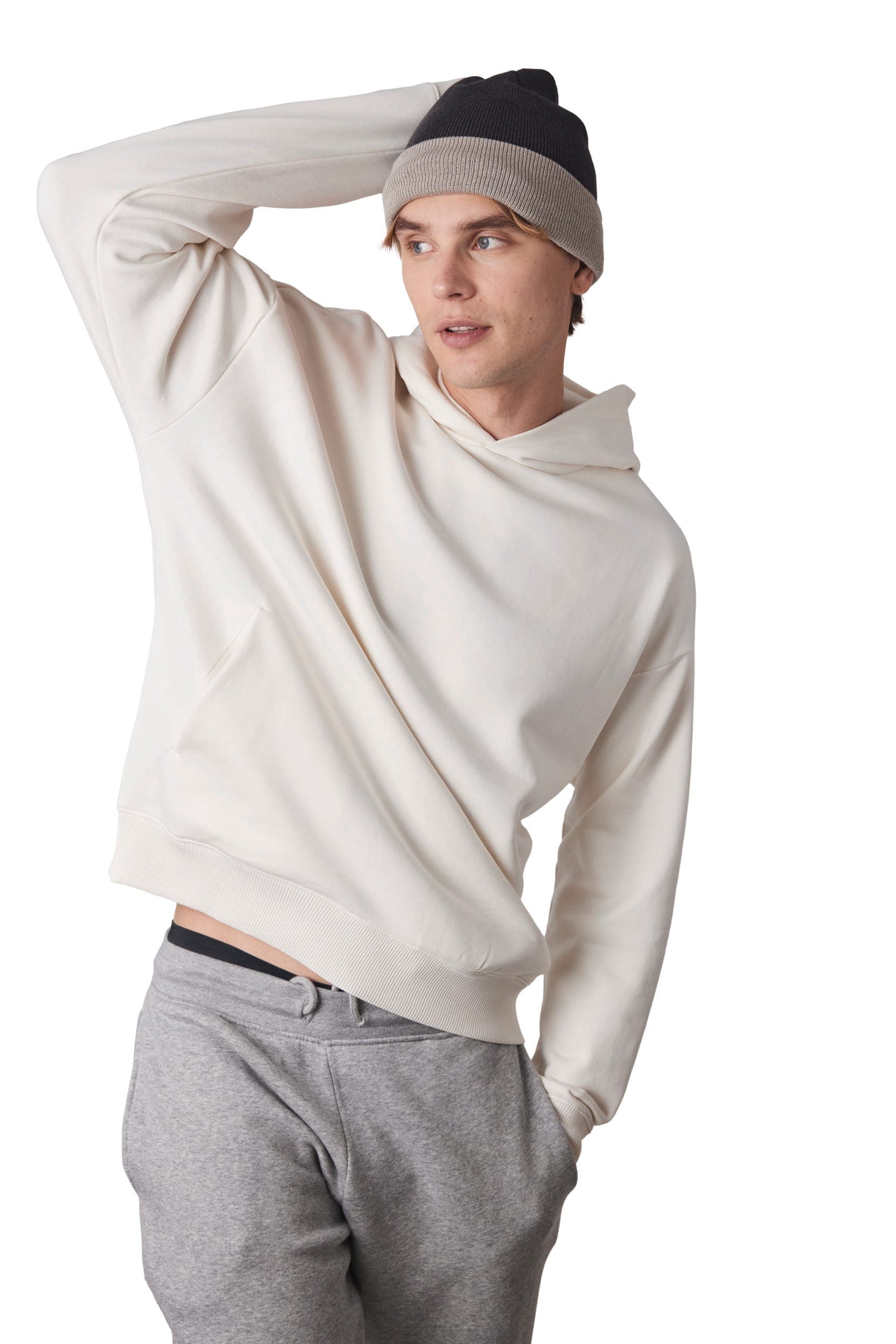 Bonnet bicolore avec revers en situation