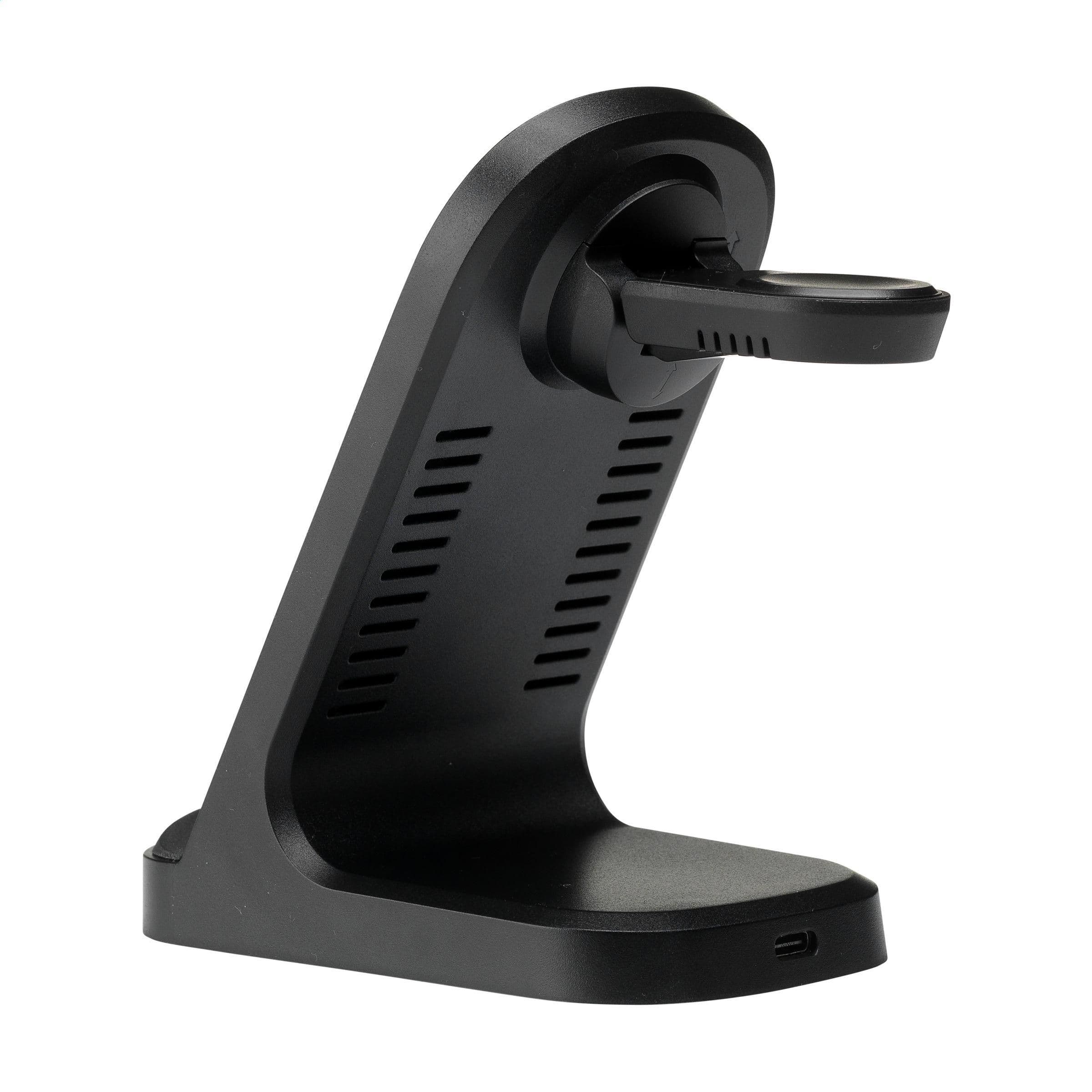Support chargeur sans fil Triple-Up RCS ABS recyclé en situation