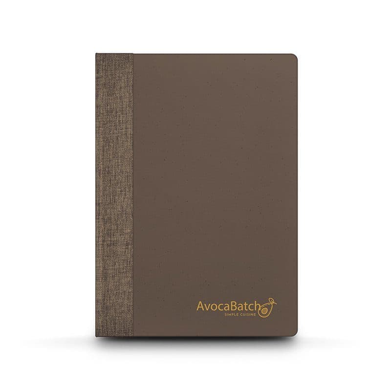 CARNET A5 AVEC COUVERTURE EN POUDRE CAFE en situation
