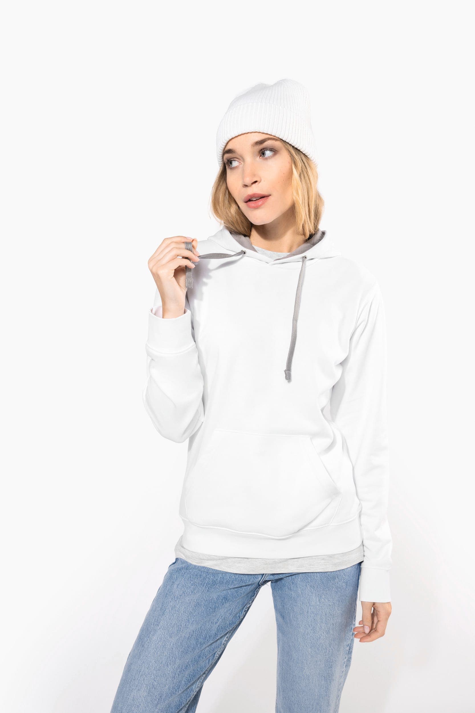 Sweat-shirt capuche contrastée femme