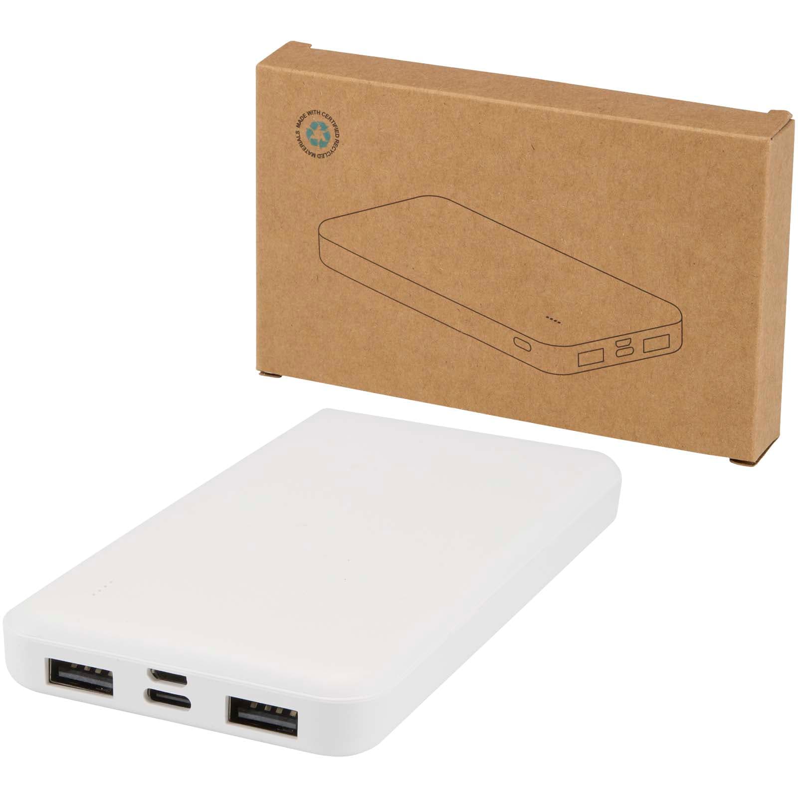 Batterie de secours Intan de 10 000 mAh et 10 W en plastique recyclé coloris Blanc