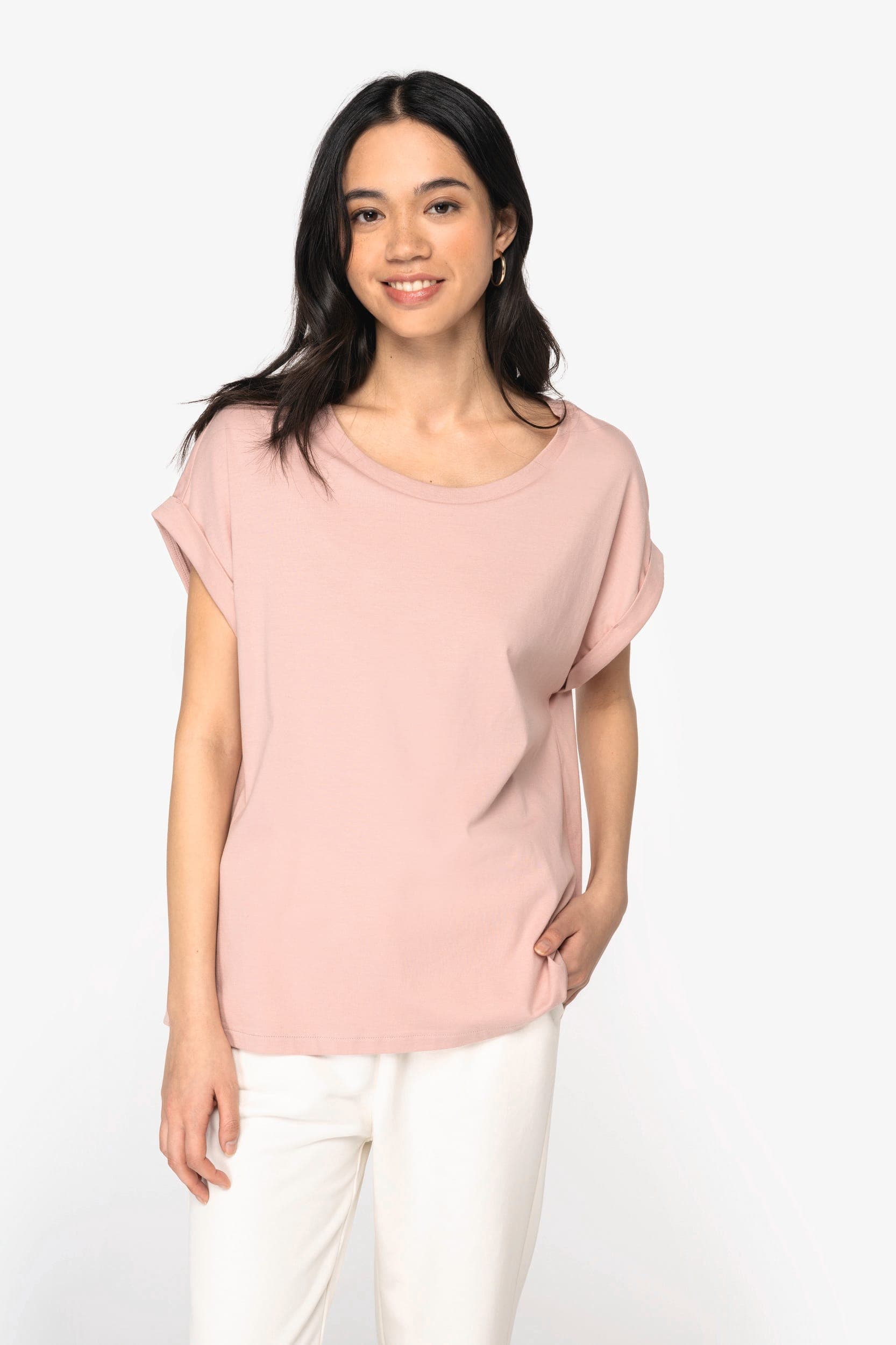 T-shirt écoresponsable manches à revers femme