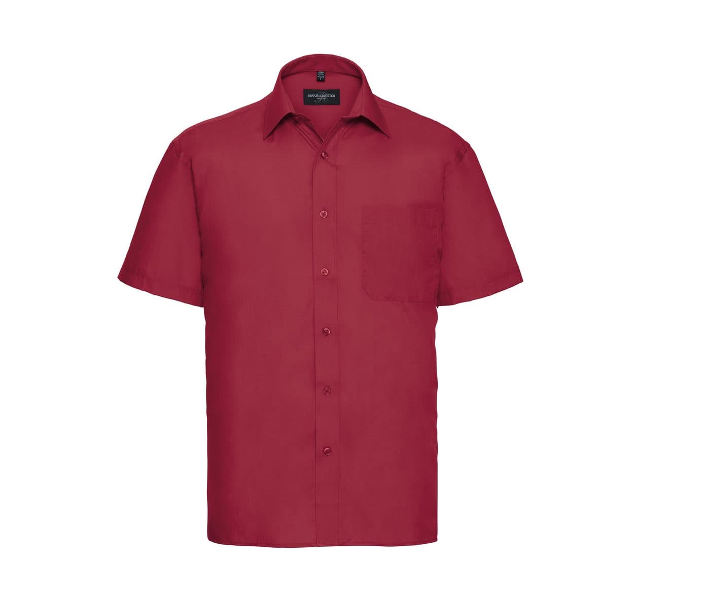 MEN'S SHORT SLEEVE CLASSIC POLYCOTTON POPLIN SHIRT coloris Rouge classique