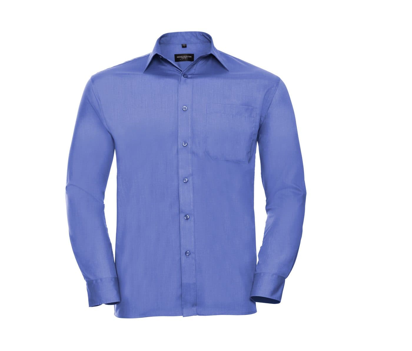 MEN'S LONG SLEEVE CLASSIC POLYCOTTON POPLIN SHIRT coloris Bleu Corporate