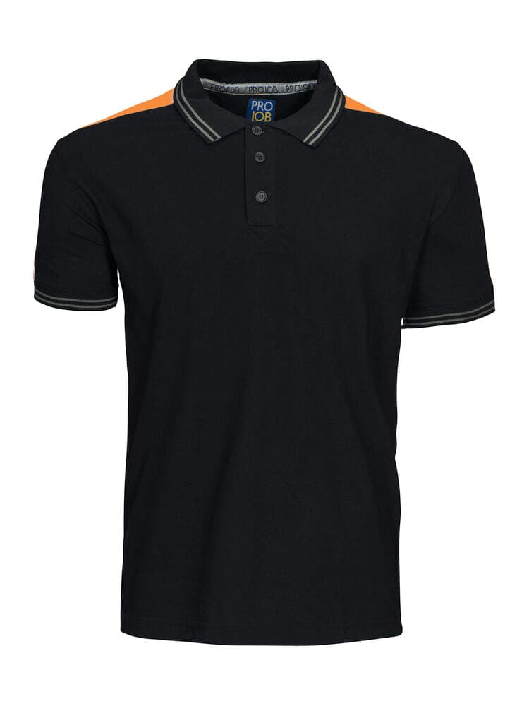 2018 POLO AVEC INSERTS FLUO coloris Noir / Orange