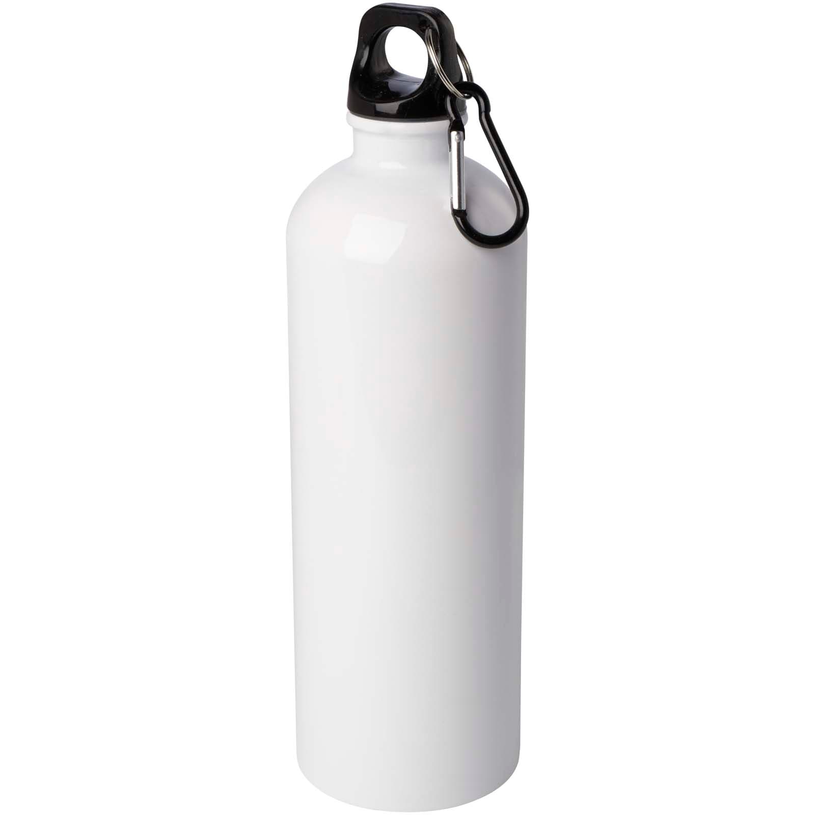 Bouteille d'eau Oregon de 750 ml simple paroi en acier recyclé certifié RCS avec mousqueton coloris Blanc