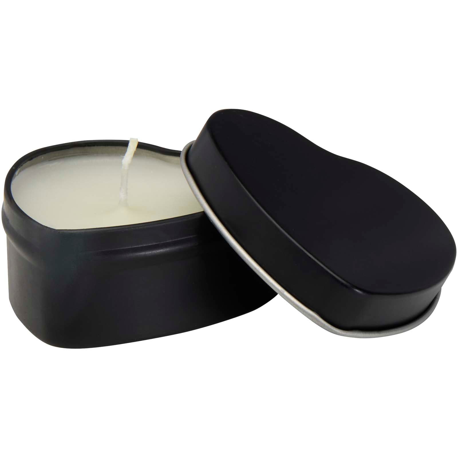 Bougie Blissful en boîte métal en forme de cœur et senteur vanille coloris Noir