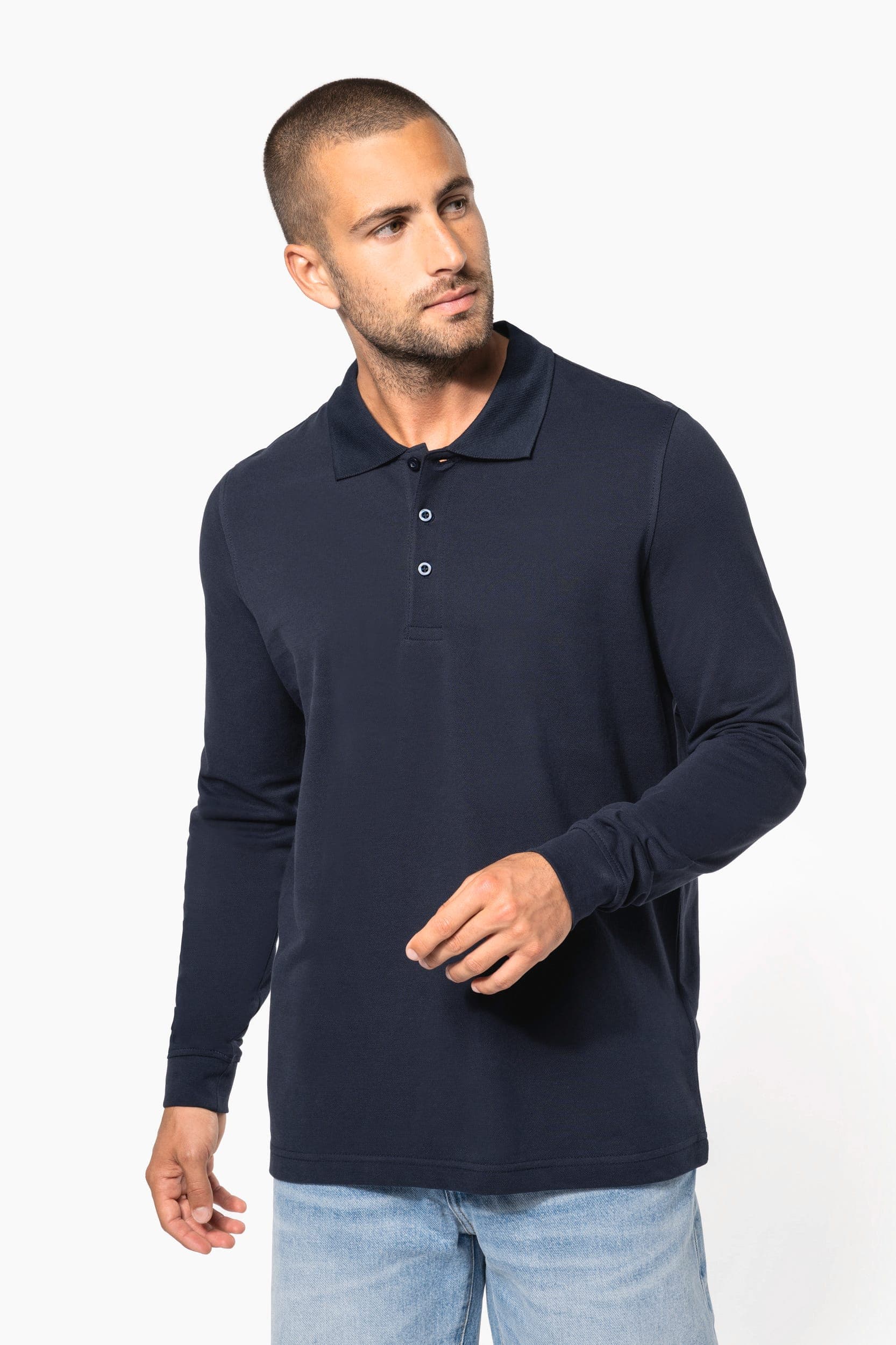 Polo piqué manches longues homme en situation