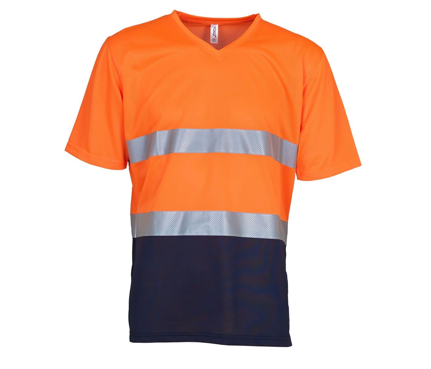 HI-VIS TOP COOL V-NECK T-SHIRT coloris Orange haute visibilité / Marine