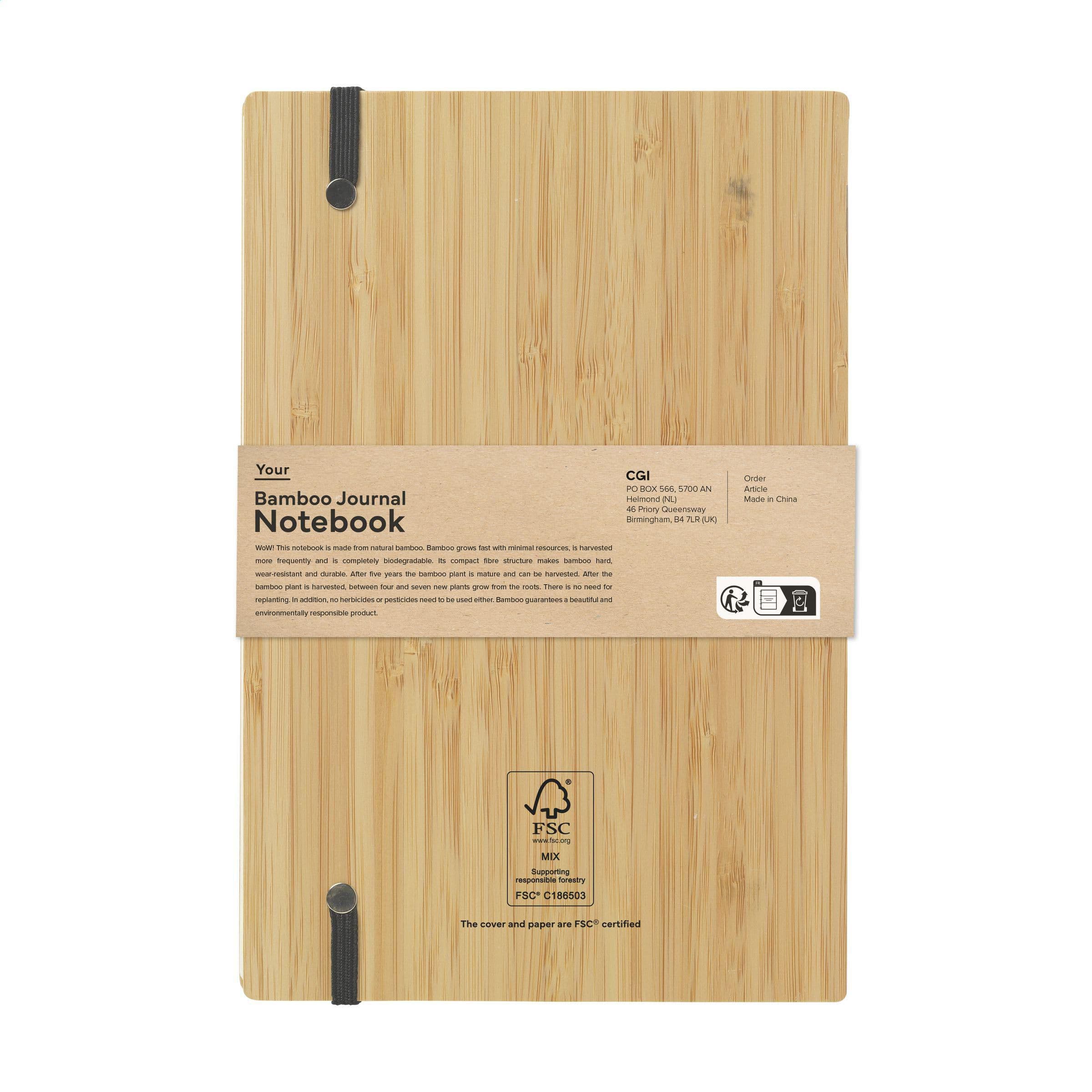Carnet de notes bambou dos nu A5 en situation