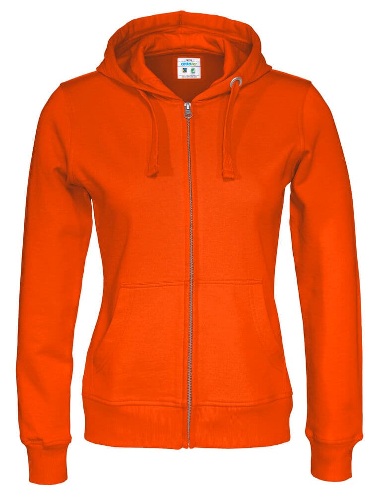 HOODIE FERMETURE COMPLÈTE FEMME - CERTIFIÉ GOTS coloris Orange