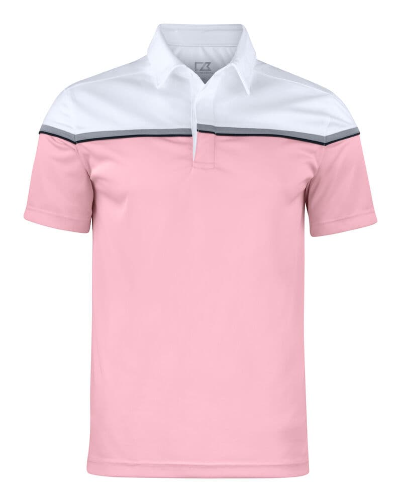 Polo Cutter & Buck Seabeck homme coloris Rose / Blanc