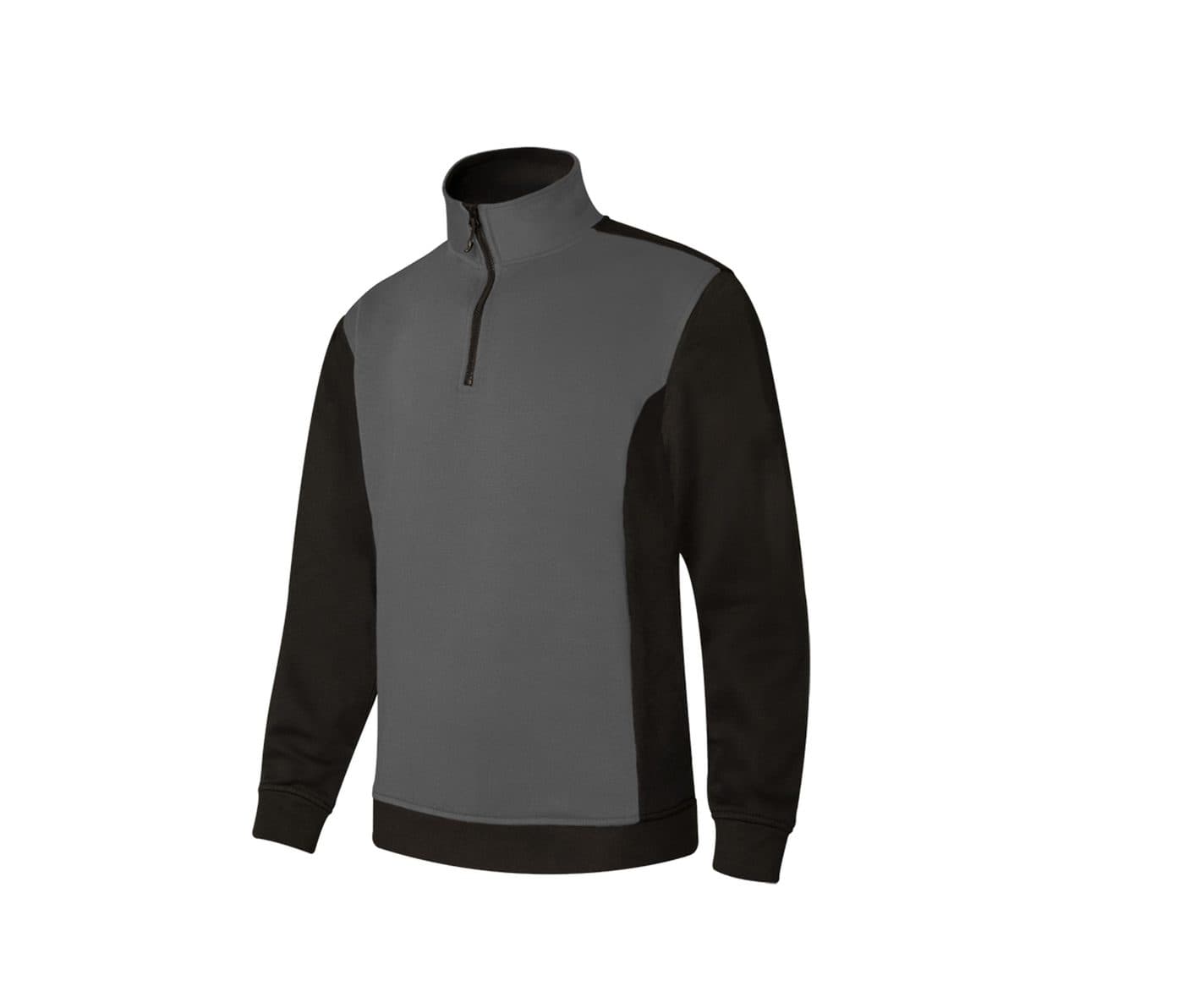 SWEAT BICOLORE COL ZIPPÉ coloris Gris / Noir