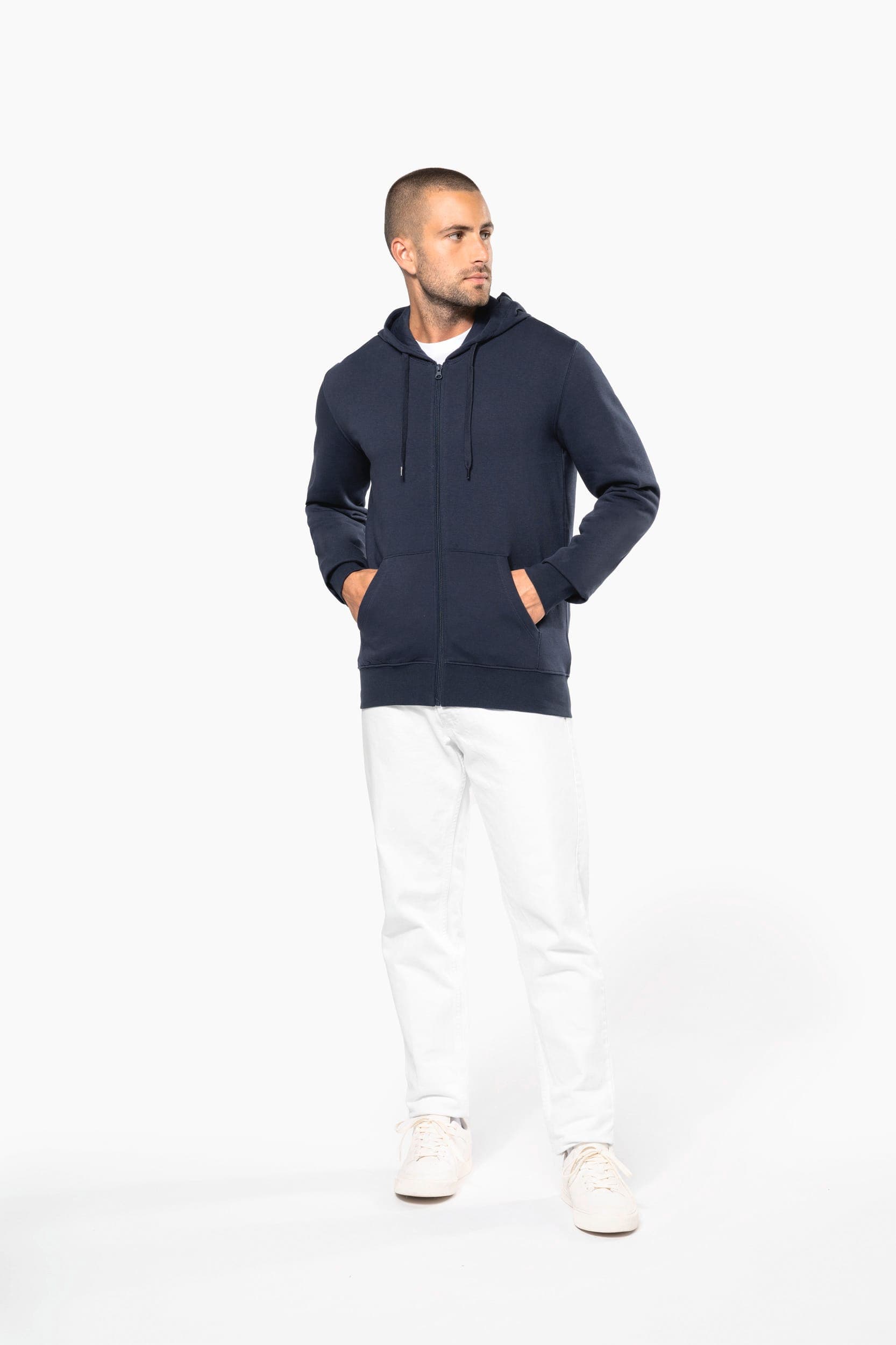 Sweat-shirt écoresponsable zippé à capuche homme en situation