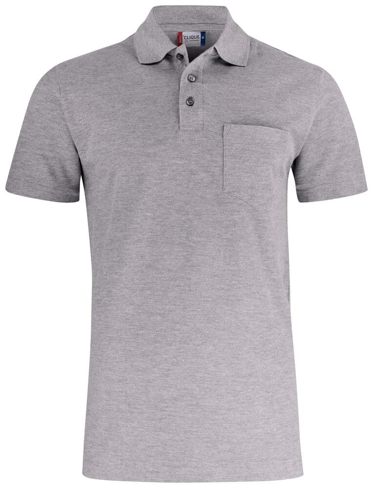Clique Basic Polo w. Pocket coloris Gris chiné