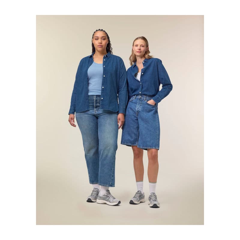 Stella women's denim shirt coloris Délavé moyen