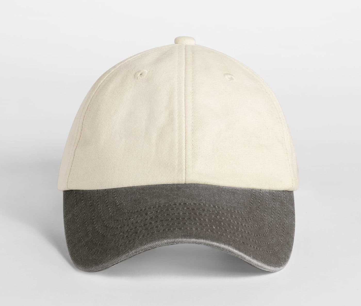 Casquette vintage compacte visière contrastée coloris Naturel / Marron vintage
