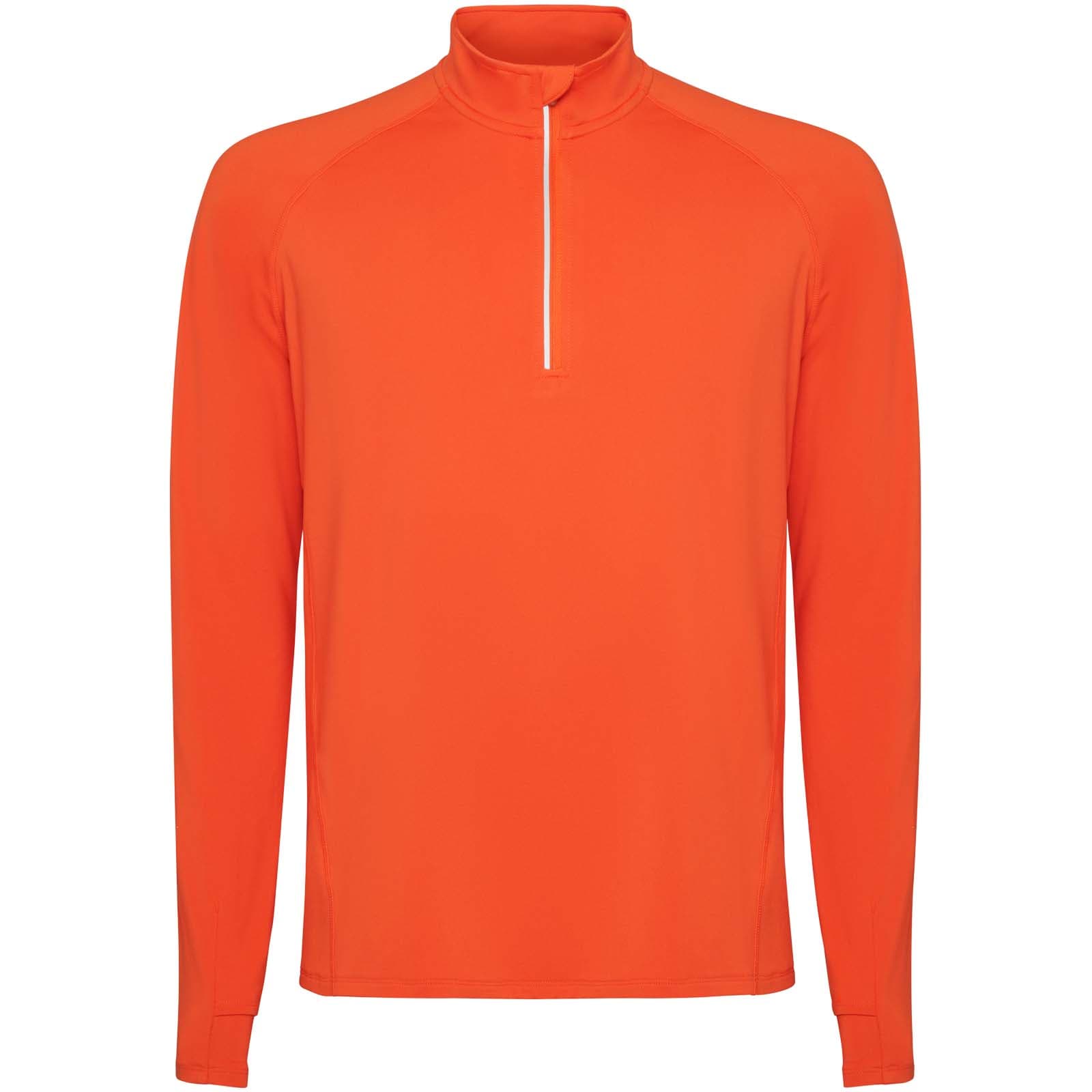 Sweatshirt de 200 g/m² Estambul à manches longues et col demi-zip pour homme coloris Orange feu