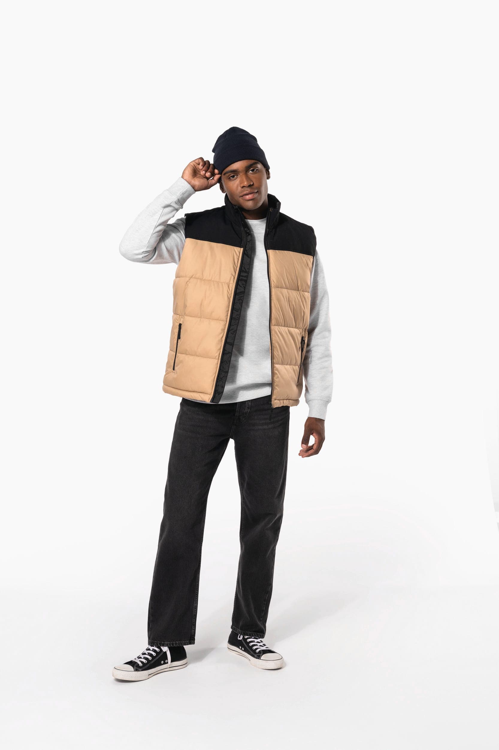 Bodywarmer matelassé bi-ton unisexe en situation