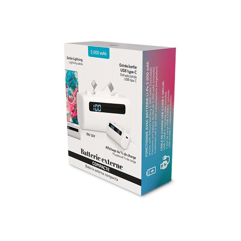 BATTERIE EXTERNE POWER BANK COMPACT 5000 mAh EN rABS en situation