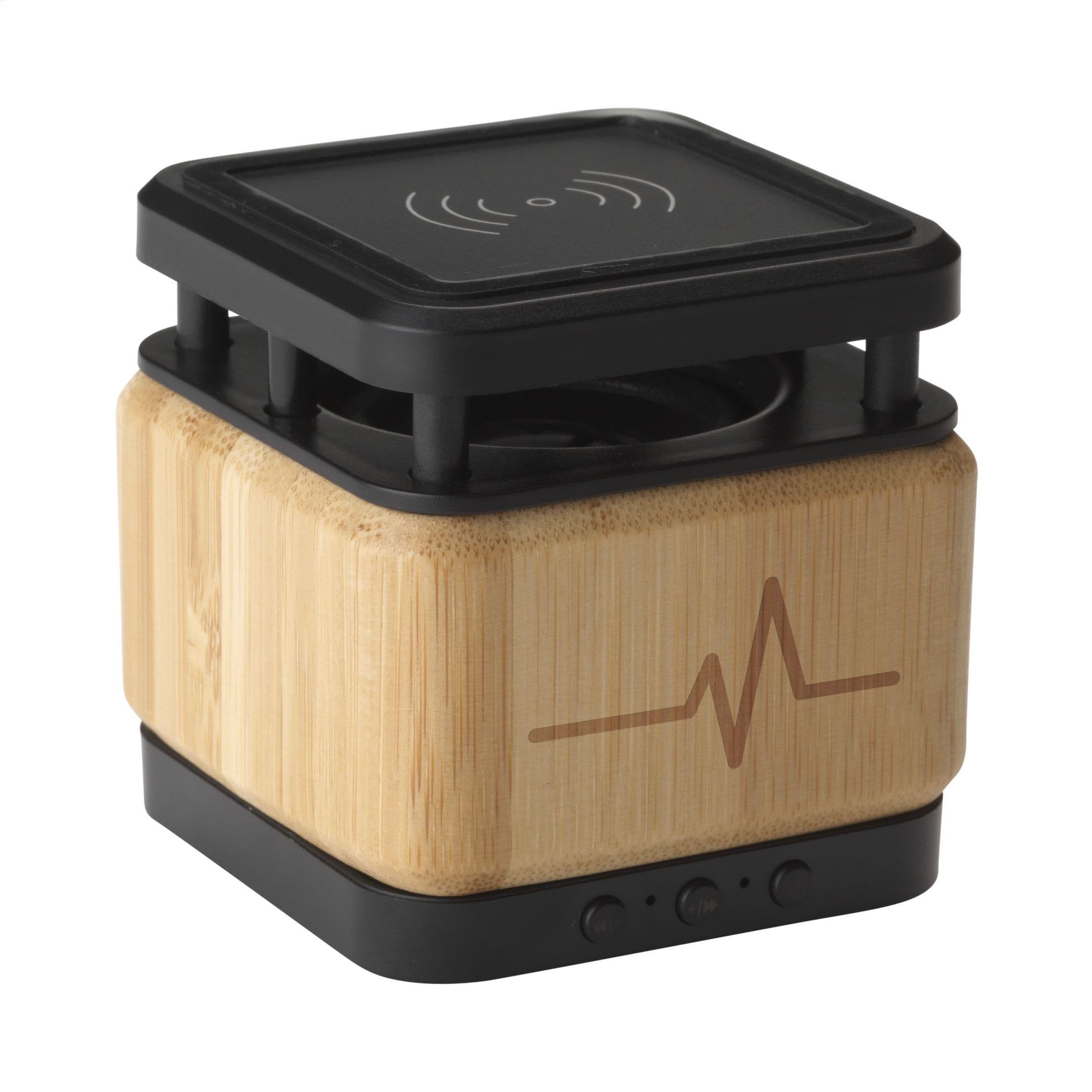 Enceinte bambou avec chargeur sans fil