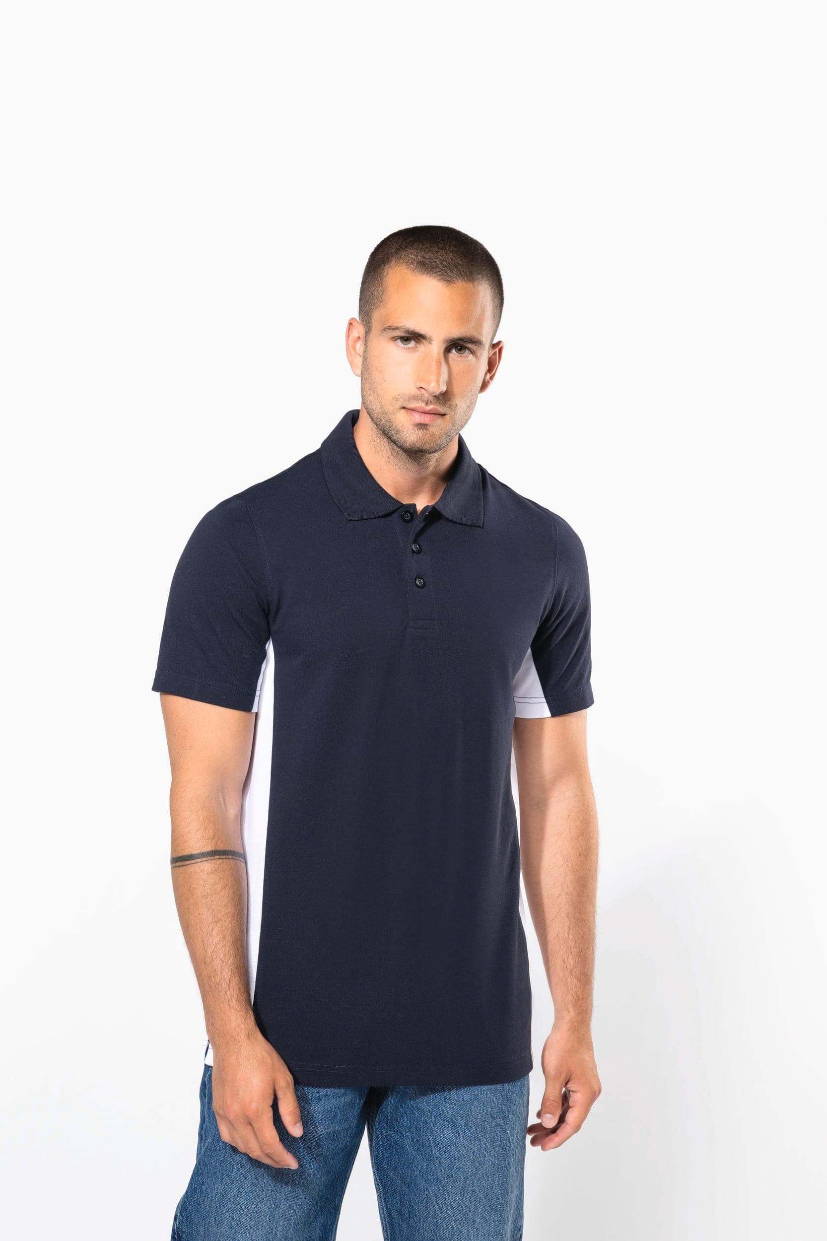 Polo piqué manches courtes bicolore homme