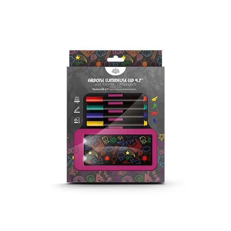 ARDOISE LUMINEUSE NOIRE AVEC LED 14 X 13 cm en situation