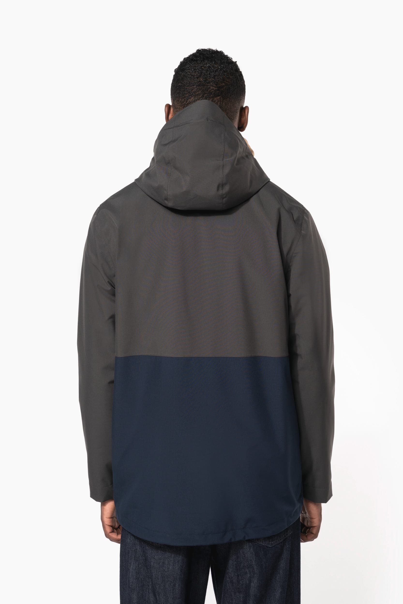 Parka 3-en-1 imperméable à capuche bicolore unisexe en situation