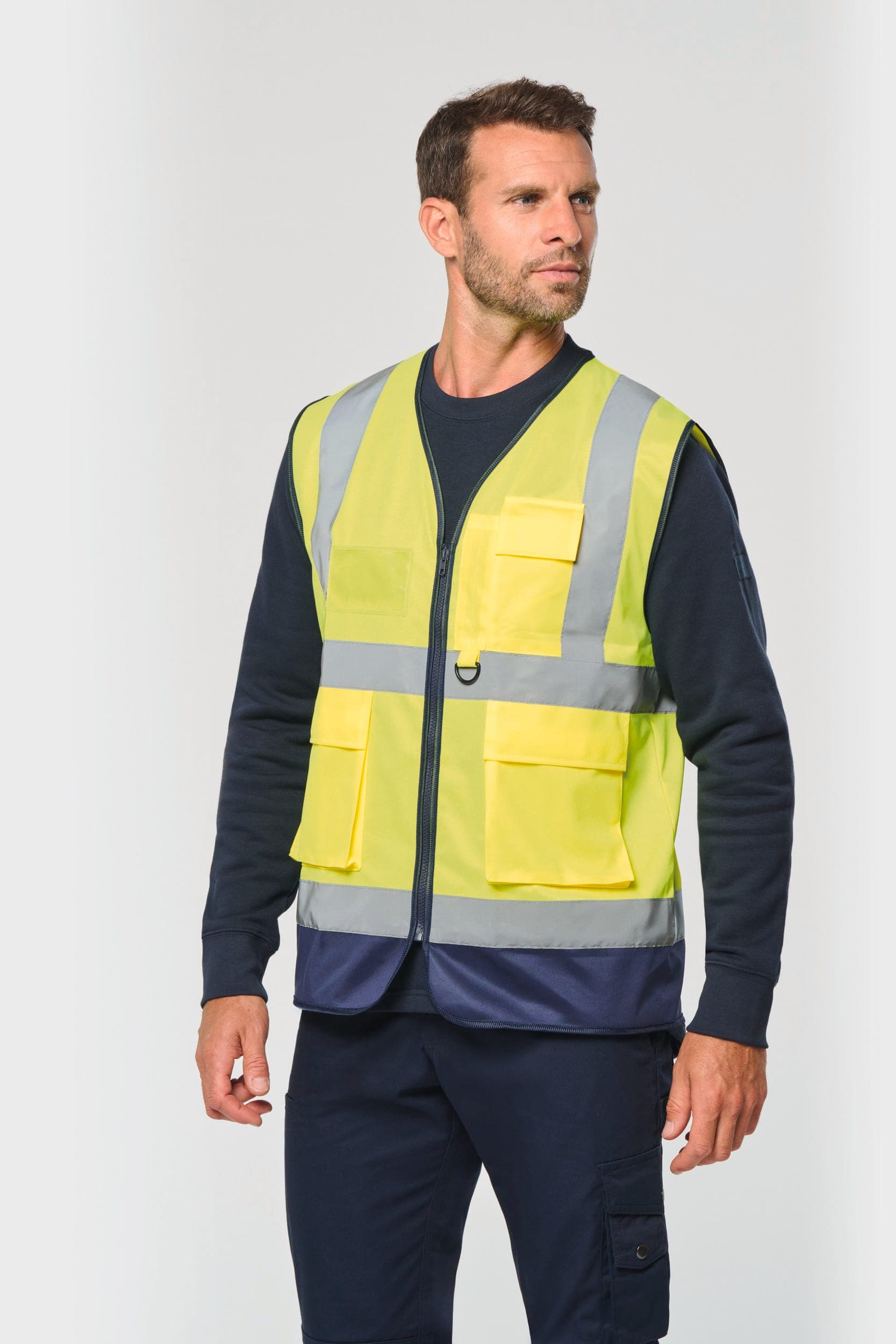 Gilet de sécurité haute visibilité recyclé avec zip unisexe en situation