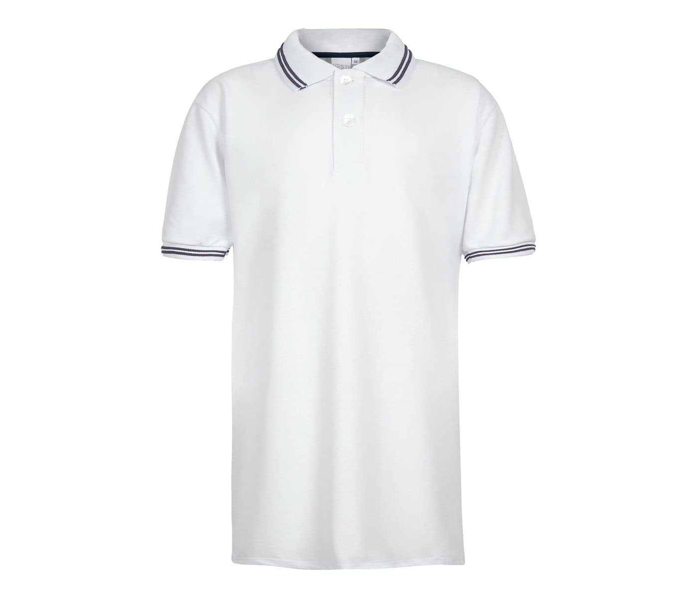 KIDS’ SHORT SLEEVE PIQUÉ POLO SHIRT coloris Blanc / Marine
