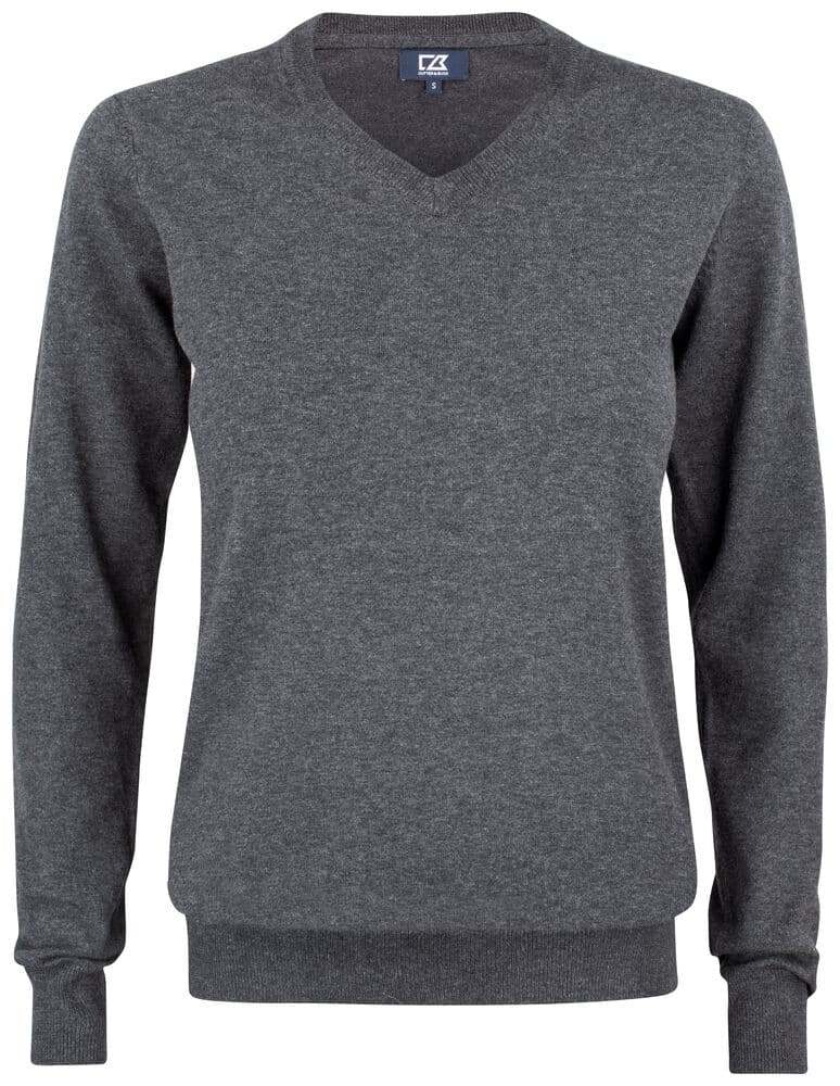 Pull Cutter & Buck Oakville col V femme coloris Anthracite chiné