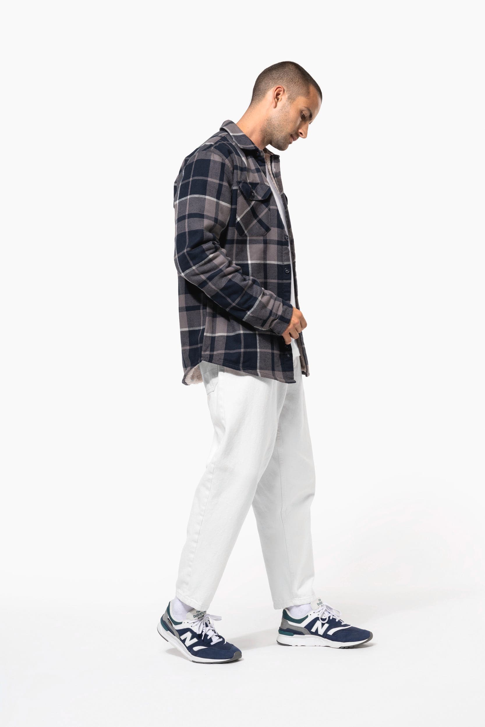 Surchemise à carreaux doublée sherpa homme en situation