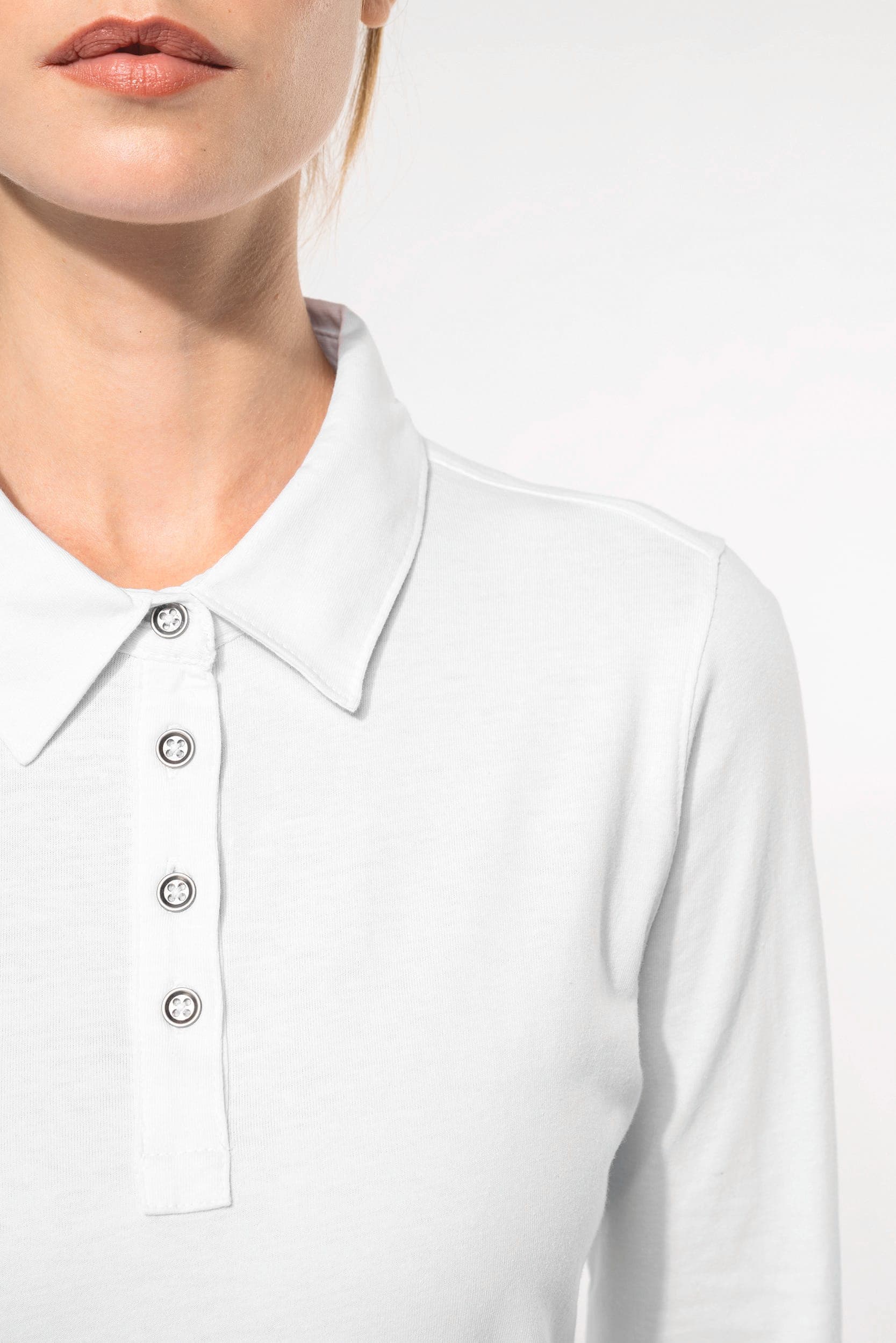 Polo jersey manches longues femme en situation