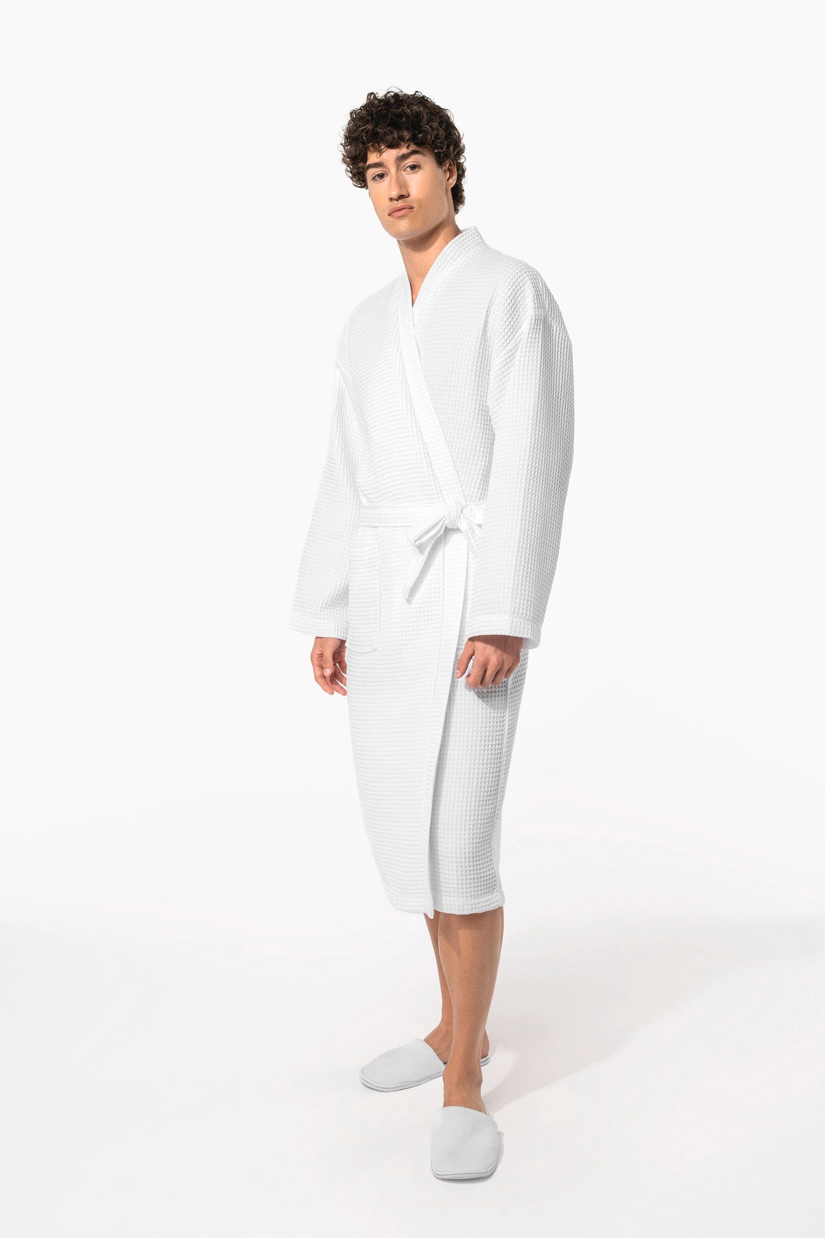 Peignoir kimono nid d'abeille en situation