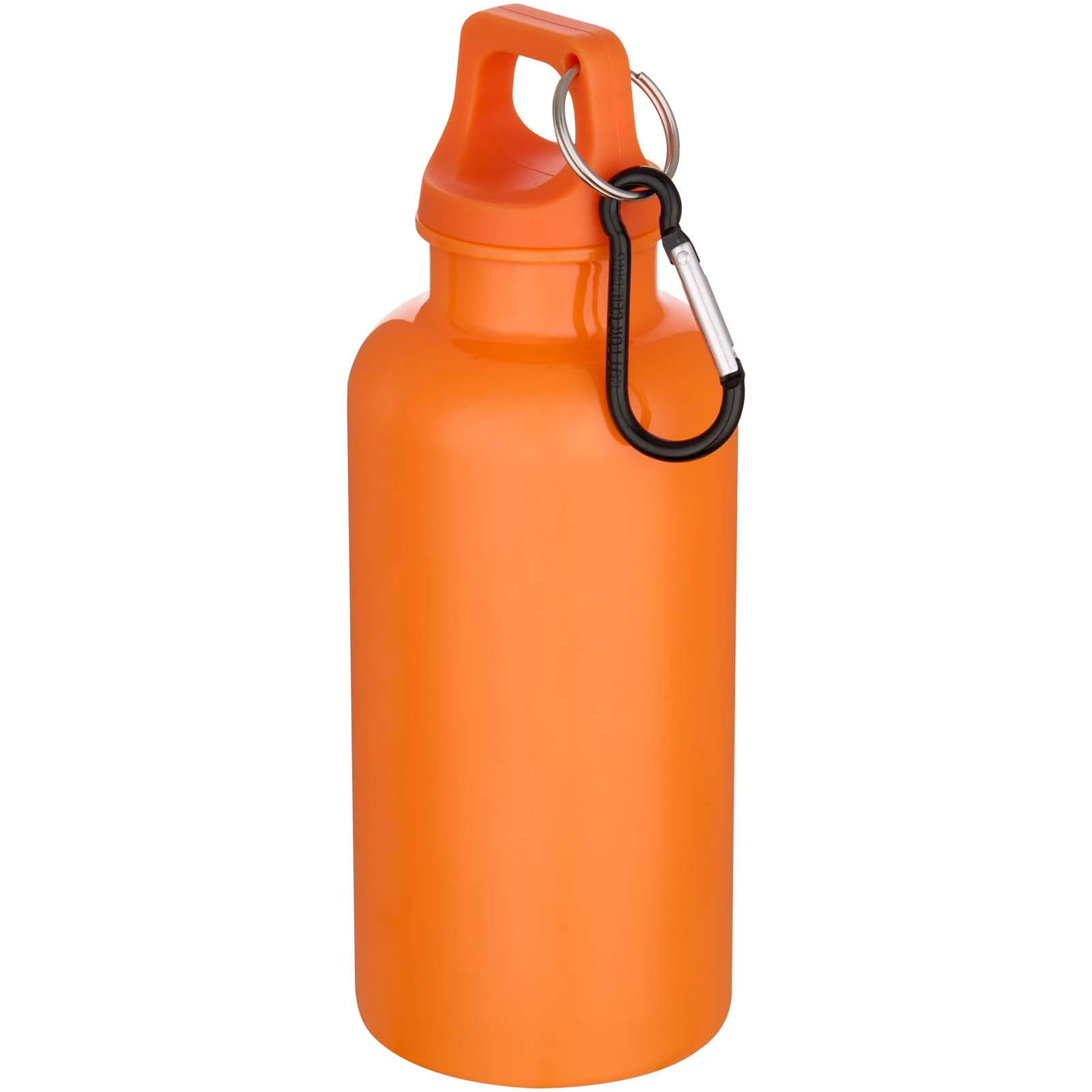 Bouteille d’eau Oregon de 400 ml en plastique recyclé uni certifié RCS avec mousqueton