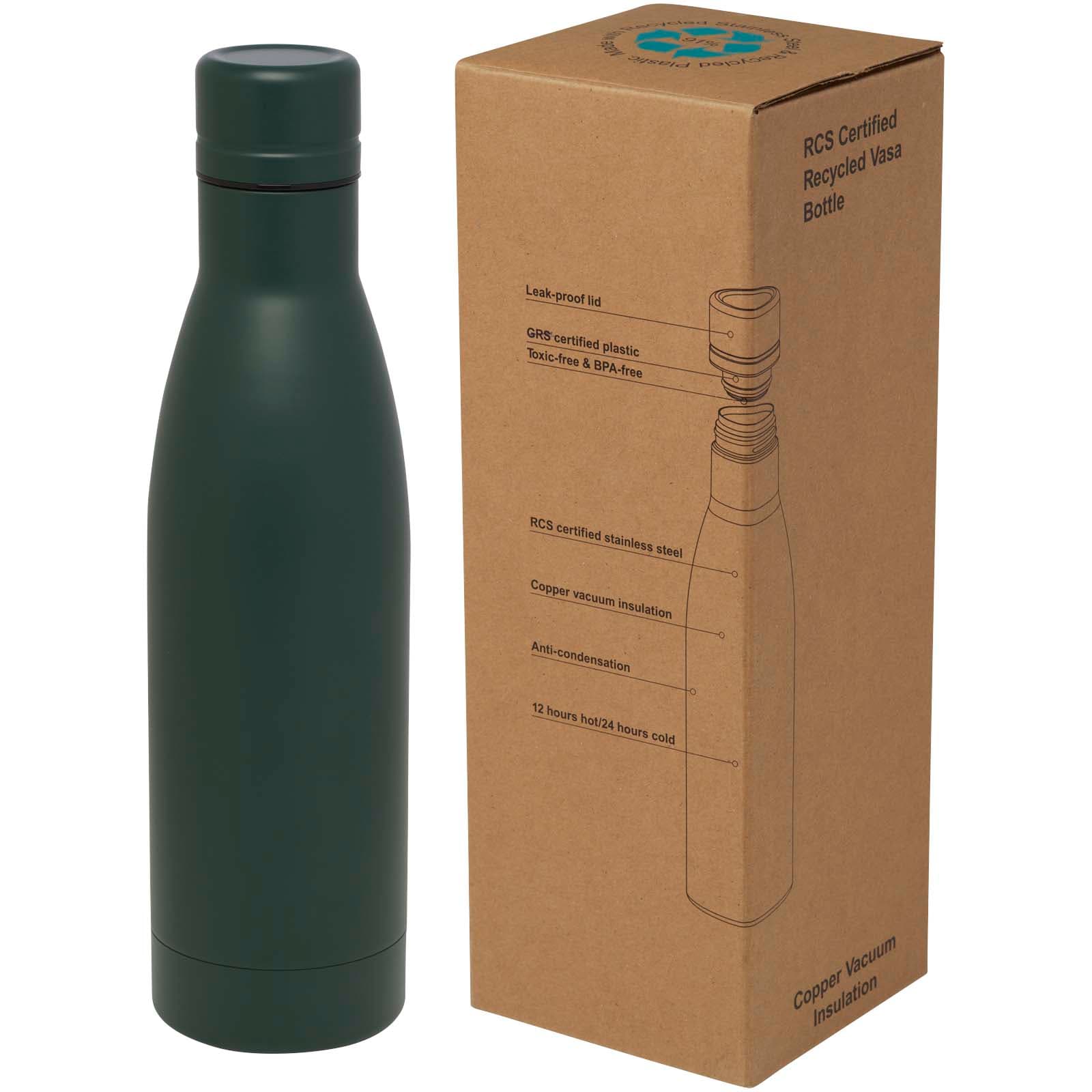 Bouteille isotherme Vasa en acier inoxydable recyclé certifié RCS de 500 ml avec isolation par le vide et couche de cuivre coloris Vert flash