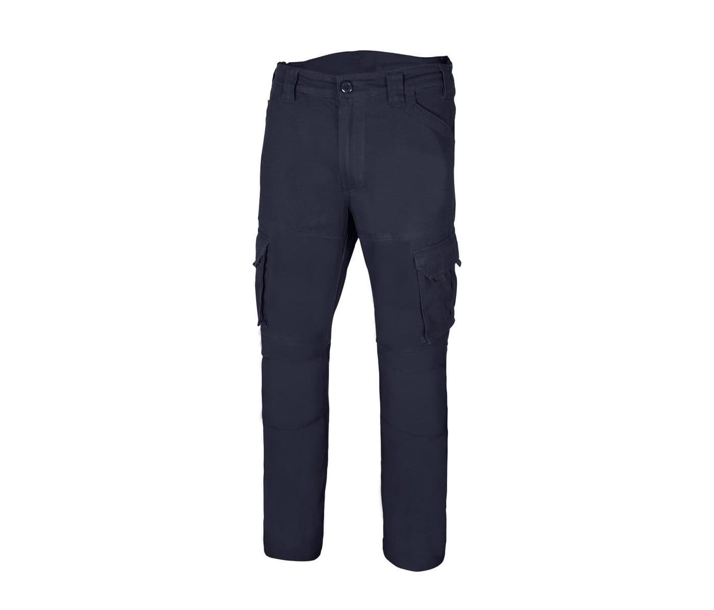 PANTALON MULTIPOCHES EN COTON STRETCH coloris Marine
